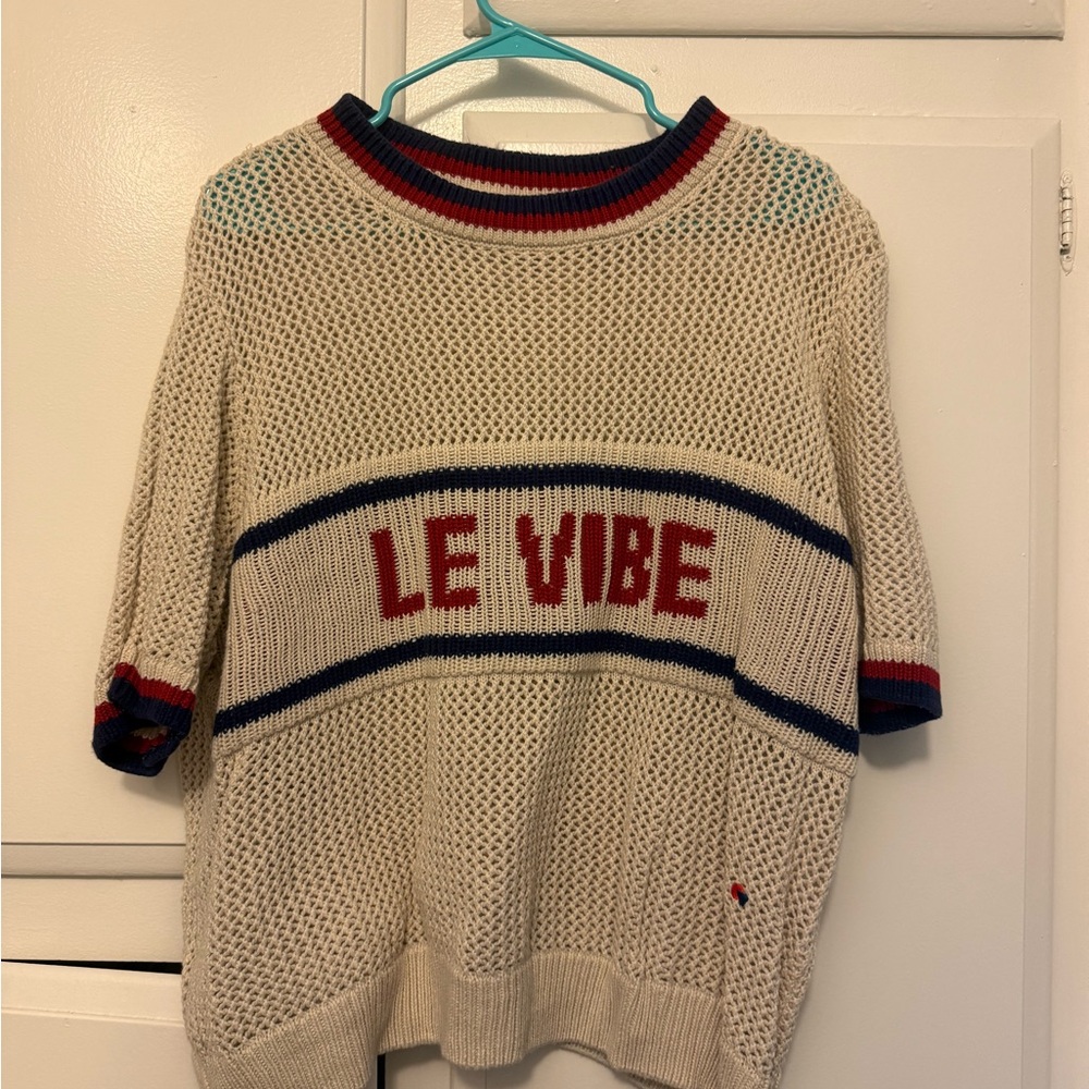 Clare V Red and Blue Knit Sweater